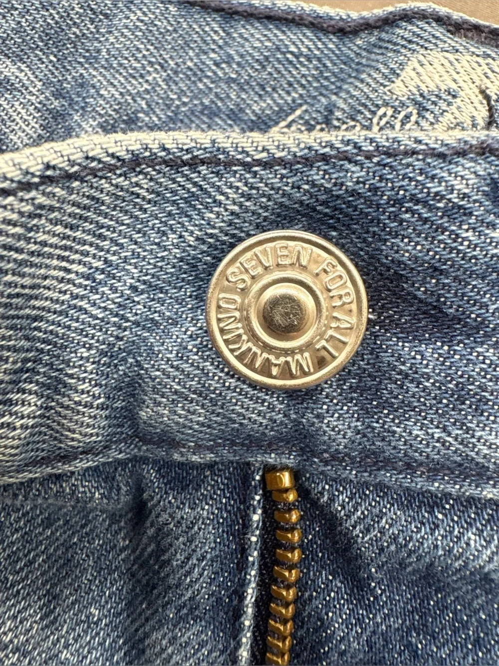 7 For All Mankind Light Blue High-Rise Cutoff Denim Shorts
